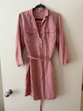Old Navy Classic Pink Shirt Dress with Tie Waist